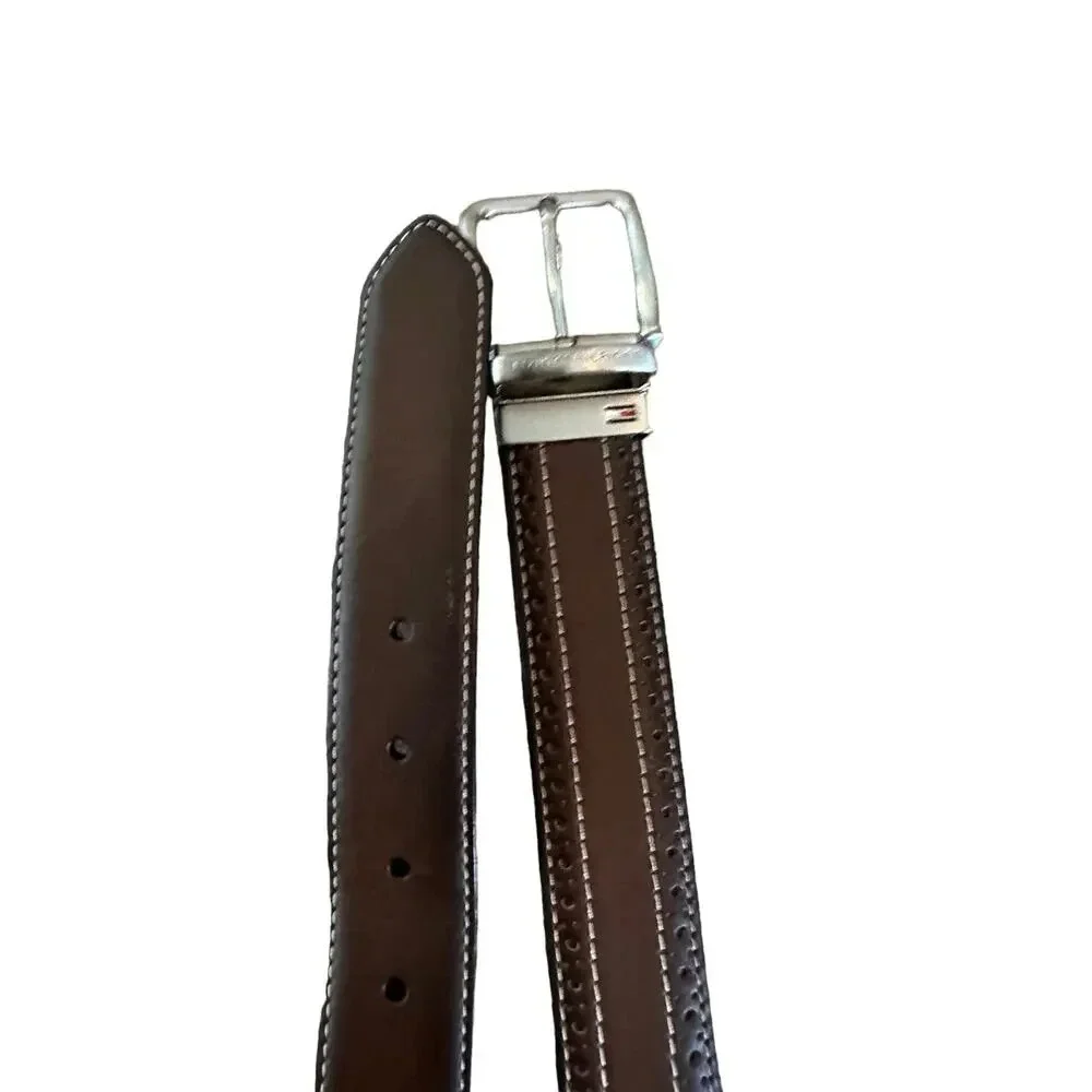 Tommy Hilfiger Men's Brown Coated Leather Handcrafted Belt ADF Size 38/95